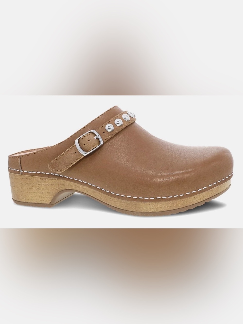 Dansko Britton Brown Leather Slingback Clogs Mules Silver Studded Boho Hippie 9